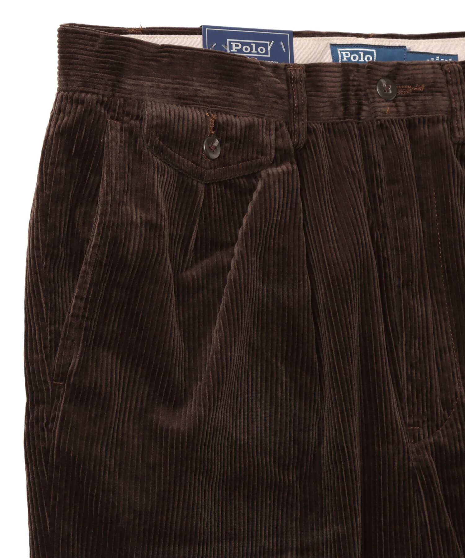 POLO RALPH LAUREN RALAXED FIT CORDUROY WHITMAN CHINO PLEATED PANTS