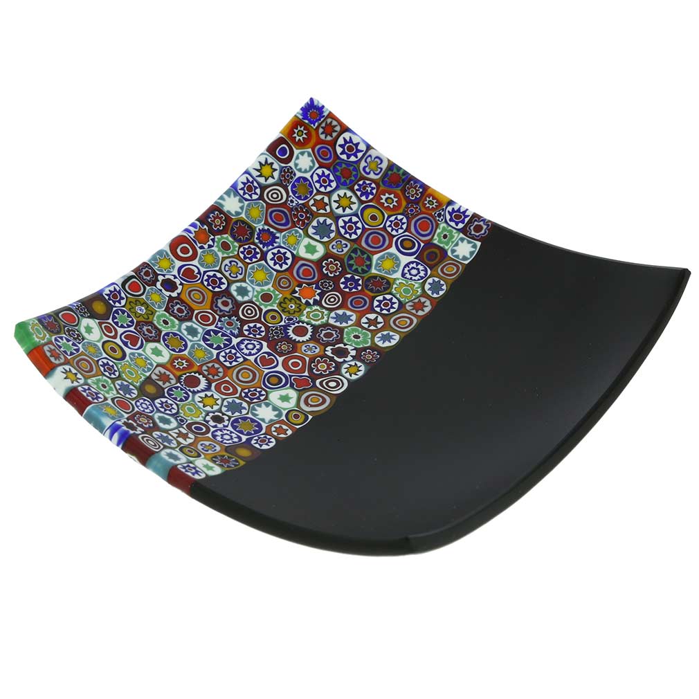 Murano Glass Plate | Murano Plates - Millefiori Black | Glass of
