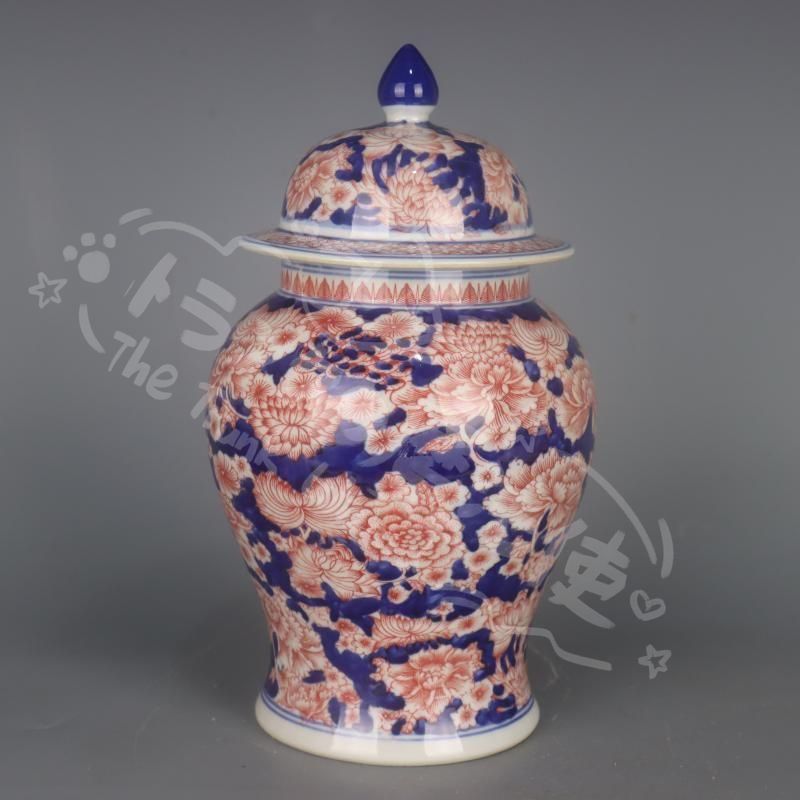 清康煕青花釉里氷梅紋将軍壺 景徳鎮 陶磁器 装飾品 現代工芸品 美術品