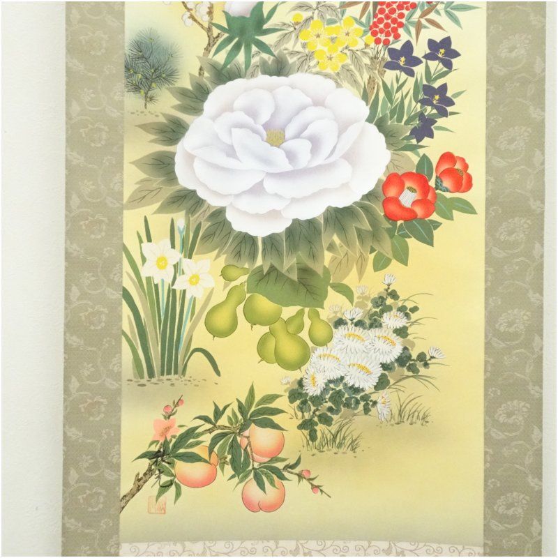 掛軸 骨董 蔵出し 花 木箱付き 掛軸 骨董 蔵出し 花 木箱付き 掛軸