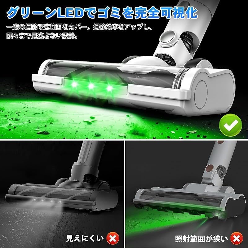 掃除機 コードレス【8月新登場！業界革新！50Kpa超強力吸引＆60分連続