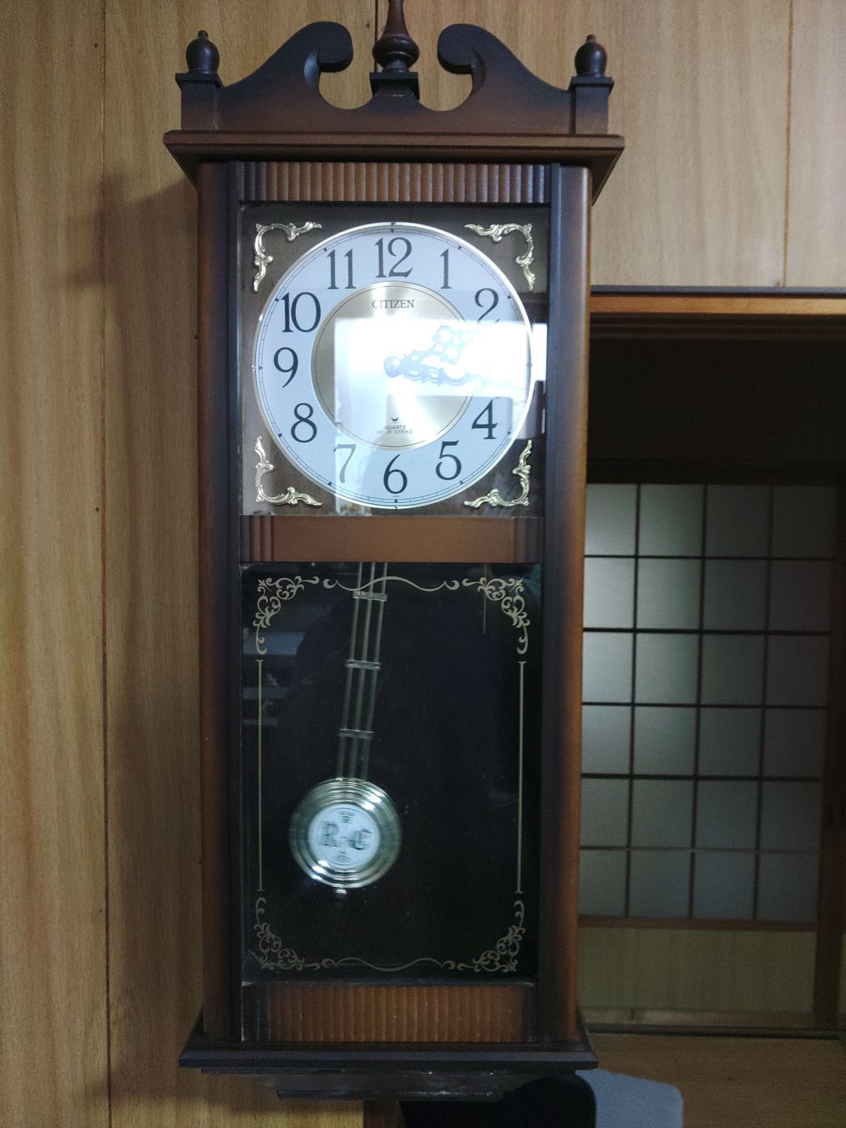 昭和レトロ CITIZEN シチズン クオーツ 掛け時計 振り子時計 柱時計