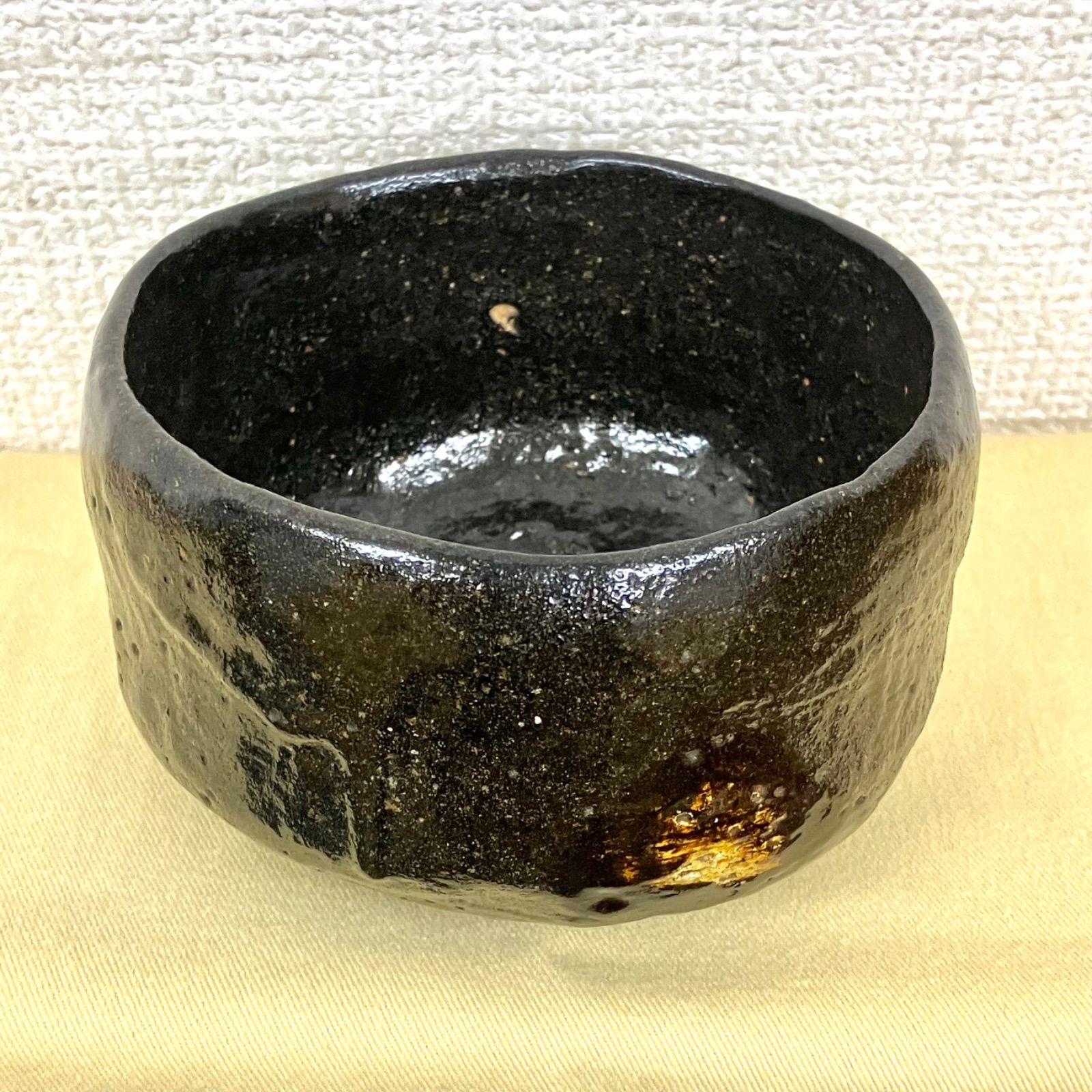楽茶碗 9代 了入か？ 茶の湯 茶道 引き出し黒 楽茶碗 9代 了