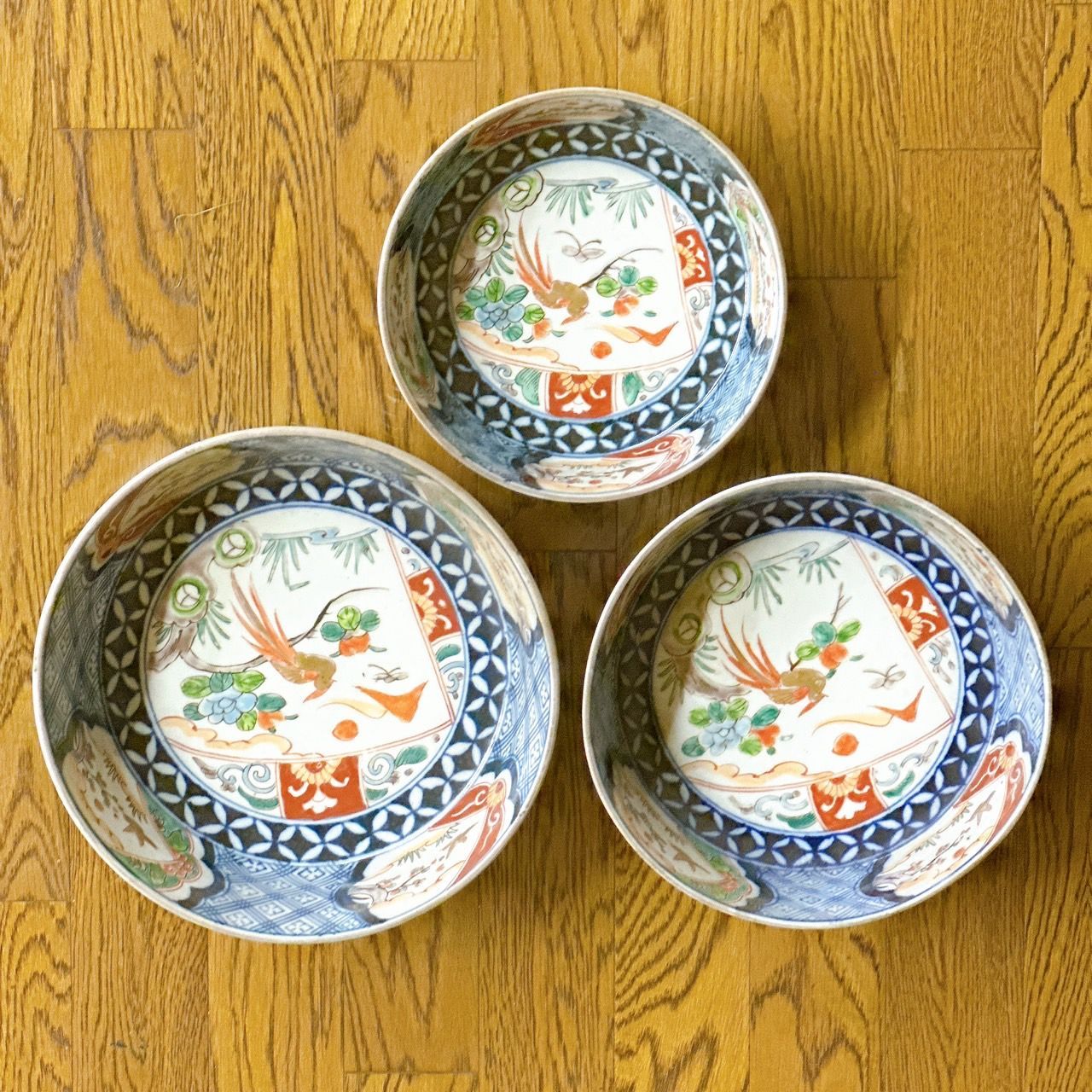 ①【古伊万里】骨董品 大皿 色絵 鉢 深鉢 伊万里 陶器 有田焼 希少 極