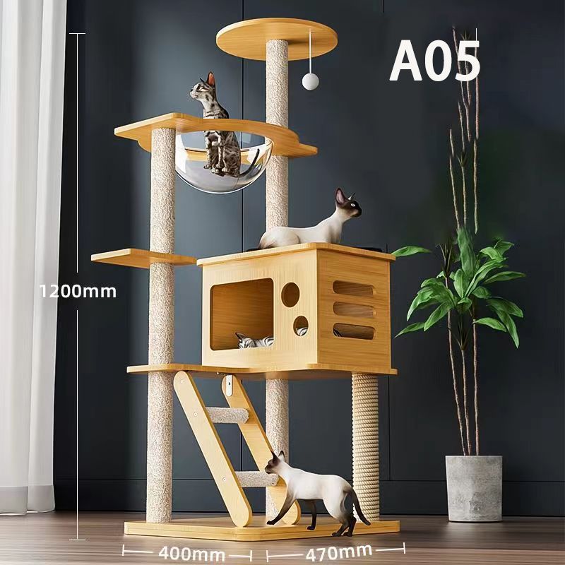 キャットタワー 突っ張り 木製 キャットツリー 木登りタワー 高品質