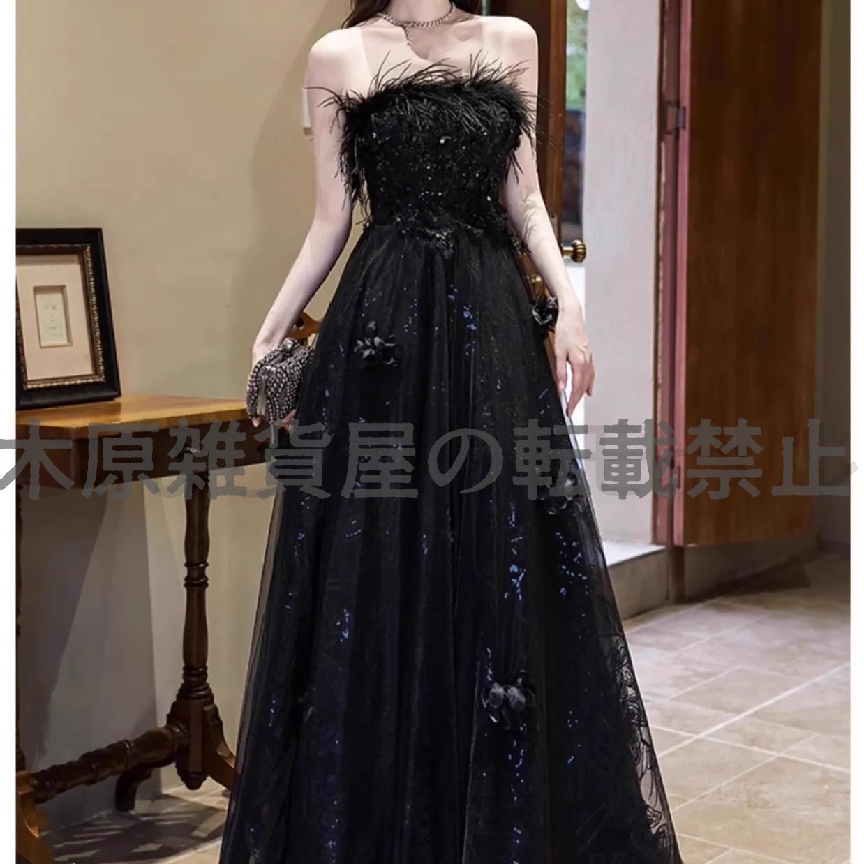 ブラックオフショルダーレースドレス M109312482新 モデル