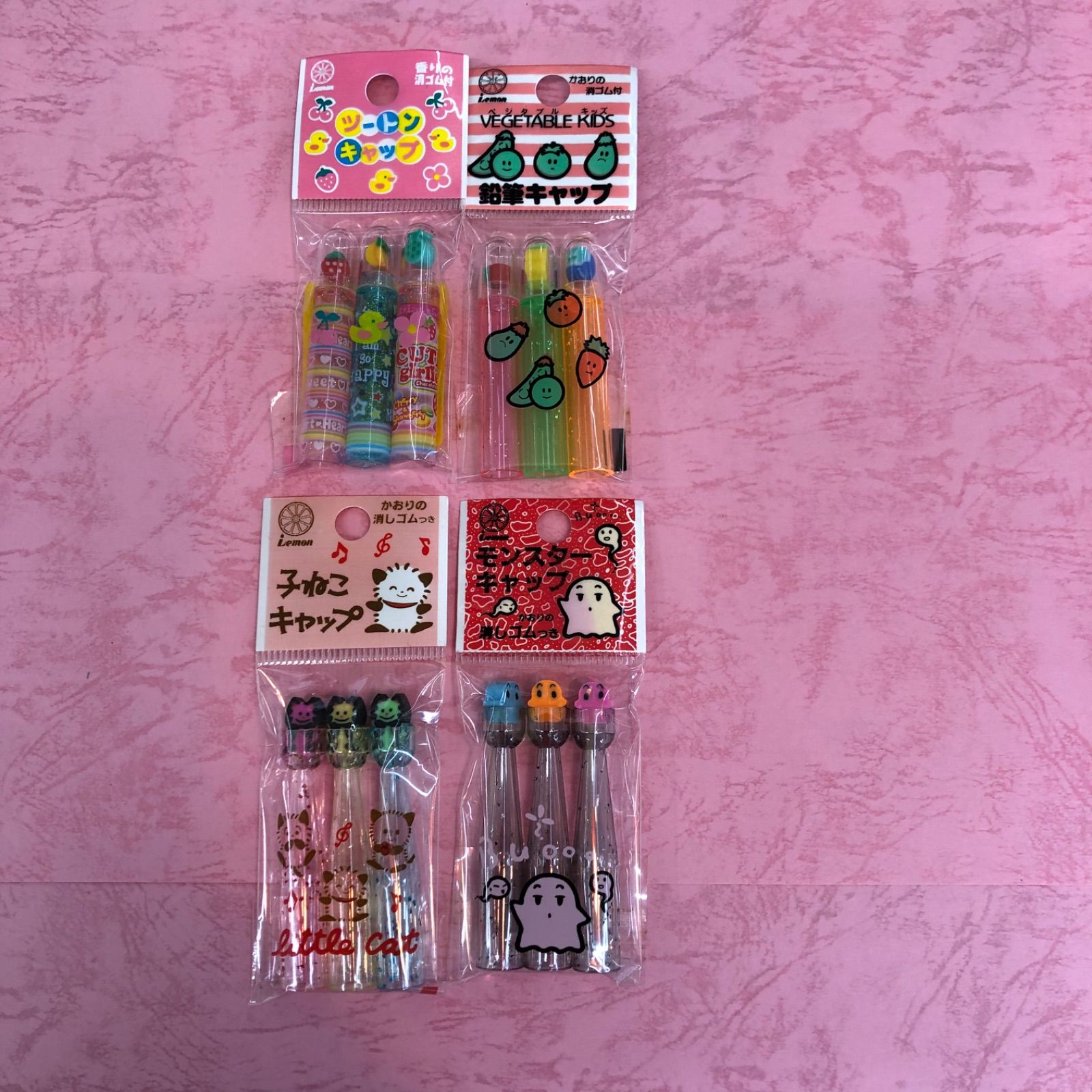 未使用 未開封 鉛筆キャップ 6種 20個 まとめ売り レトロ 文房具 楽天