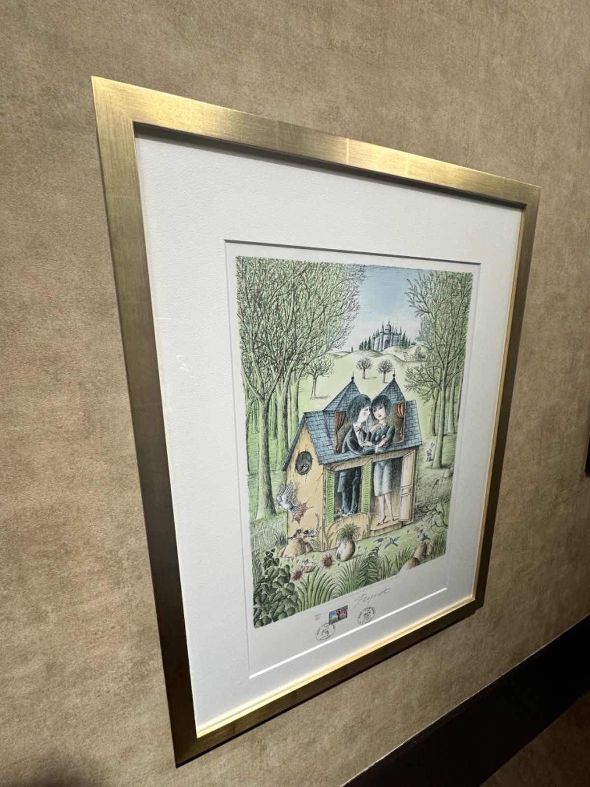 額付】【真作】レイモン・ペイネ「愛の家」リトグラフ 限定版画 作家