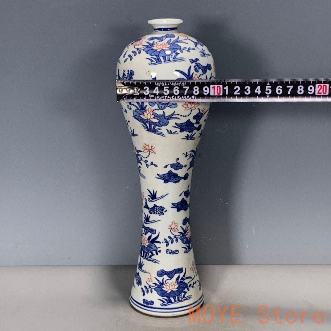 宋官窯青花手描き纏枝蓮梅瓶 陶磁器 装飾品 現代工芸品 美術品 置物 宋