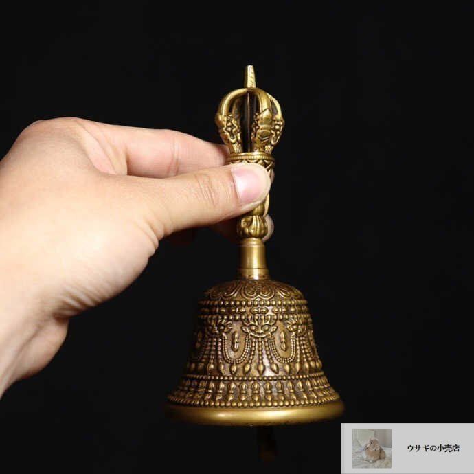 修縁堂】チベット仏教法器鐘五鈷金剛鈴 真鍮製 密教パワー 密教法具 26cm