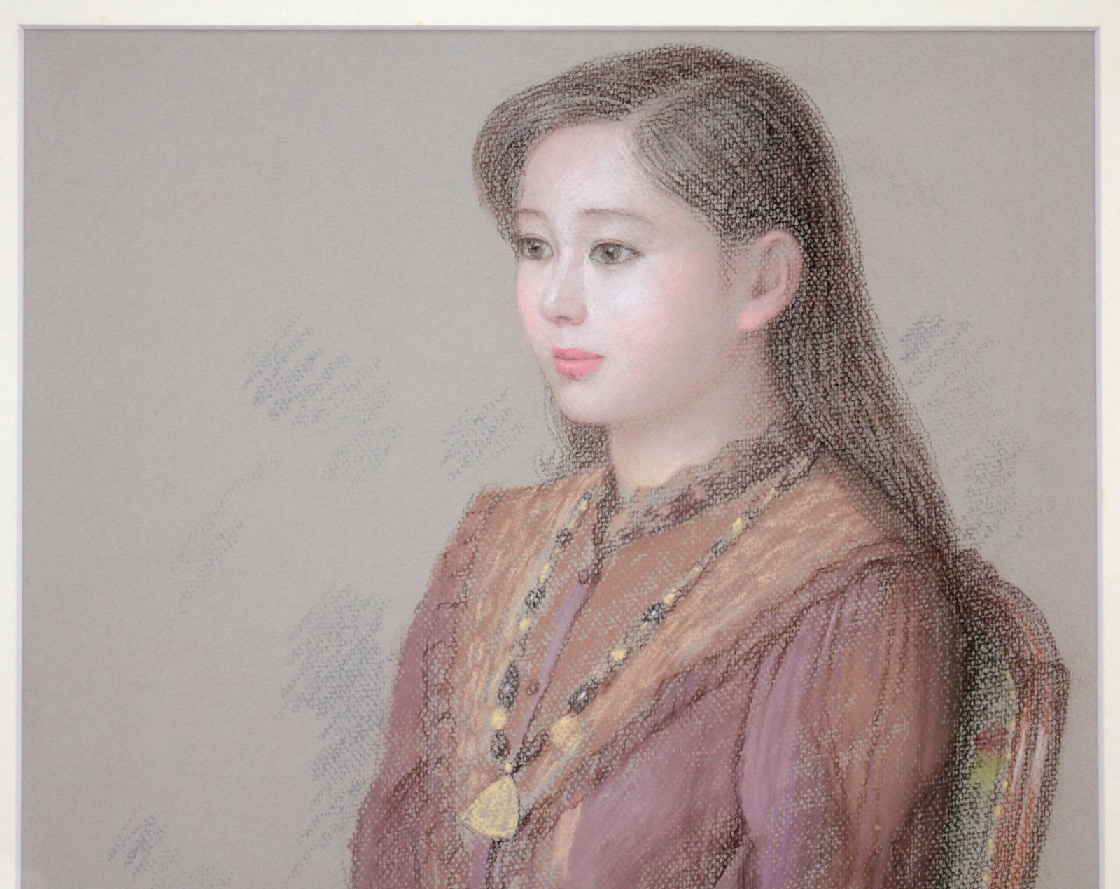 徳田宏行 人物画 女性像 徳田宏行 パステル画『女性像』【真作保証