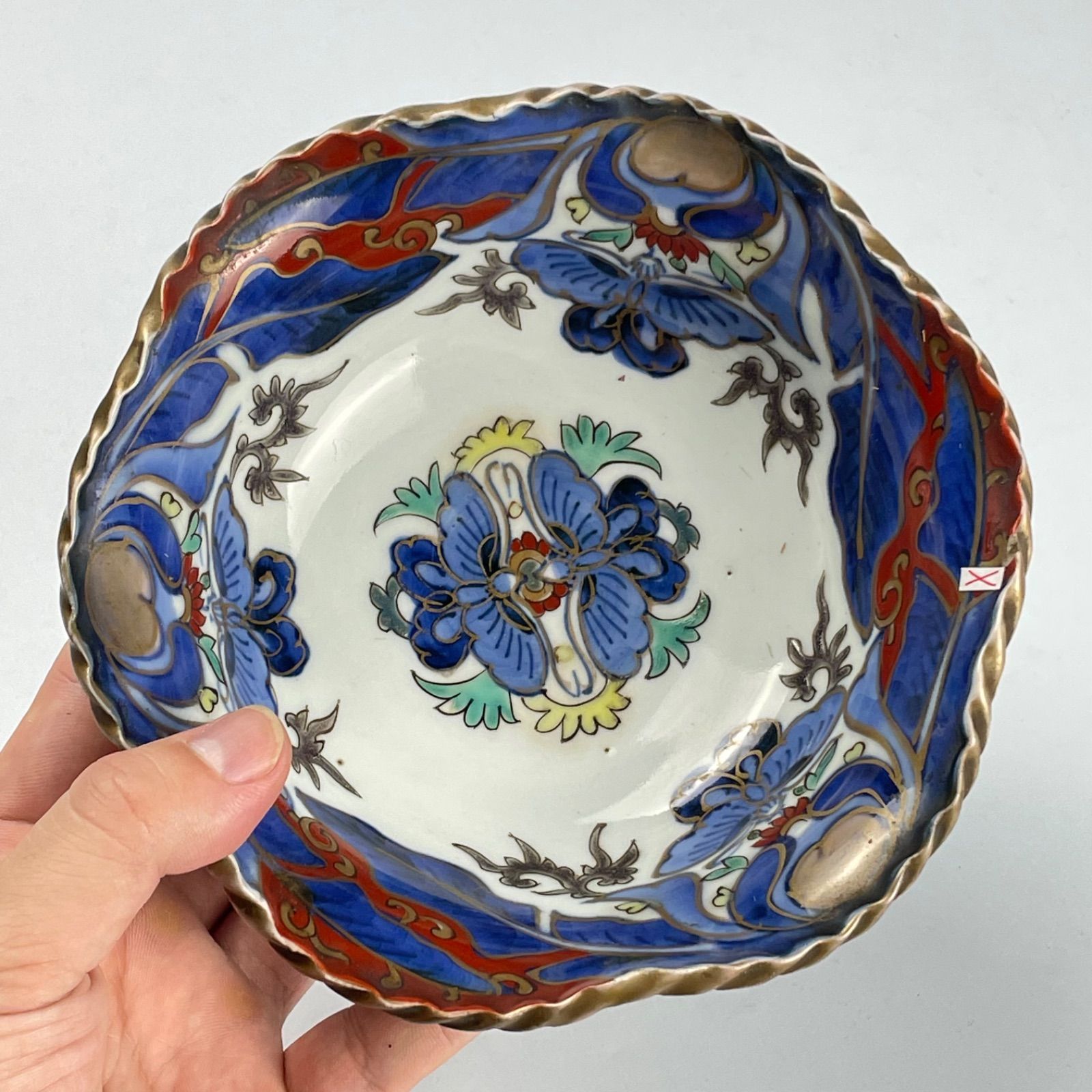 伊万里古伊万里鉢三つ鉢入れ子色絵蝶の図花の図