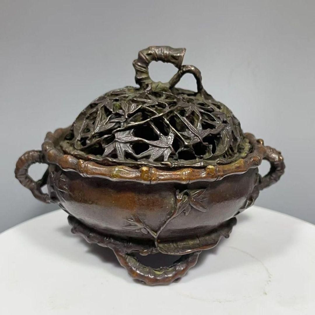 銅 細工 蓮華香炉 ショップ 茶道具 香道具 装飾品 工芸品 美術品 置物