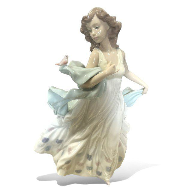 リアドロの婦人像 緑色陶器製女性像 Lladro 女性像 グリーン 陶器