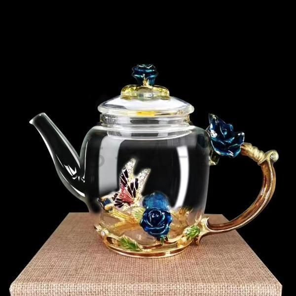 新品・未使用】 ☆煎茶道具 急須 ガラス 茶壷 横手急須 湯沸 水注 茶入