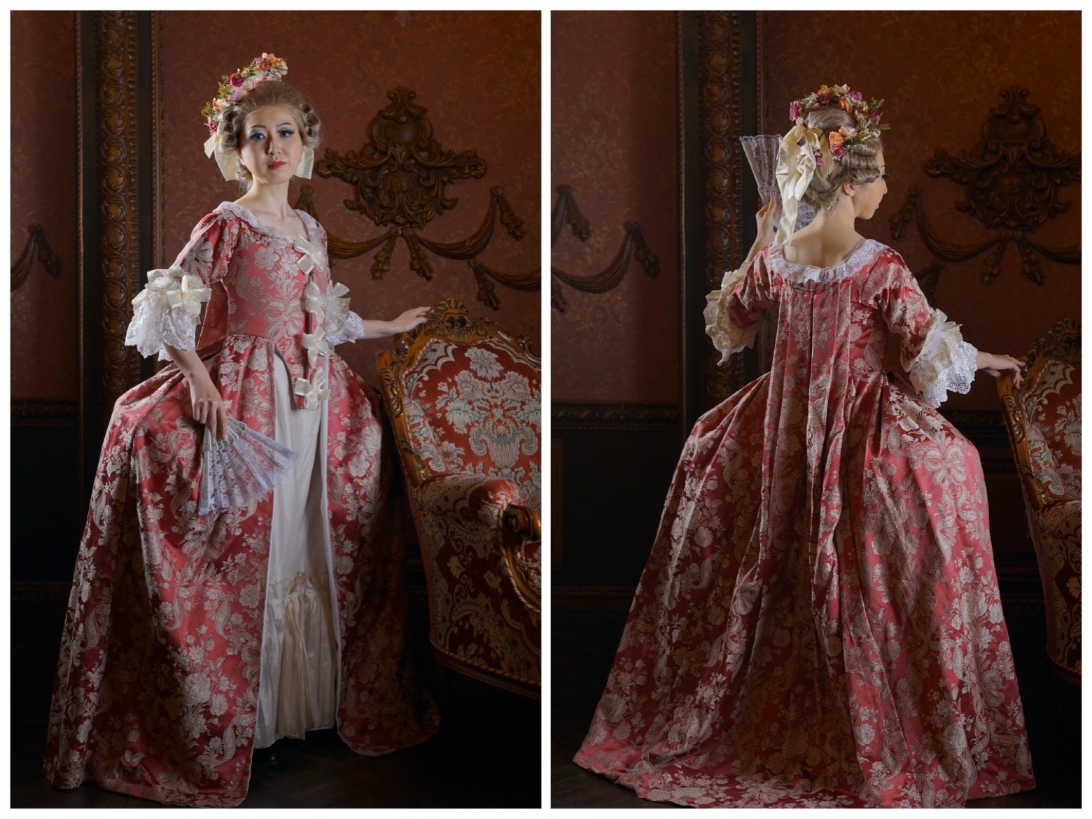 22cmドールドレス セルリアン×紺のローブ・ア・ラ・フランセーズ 22cm