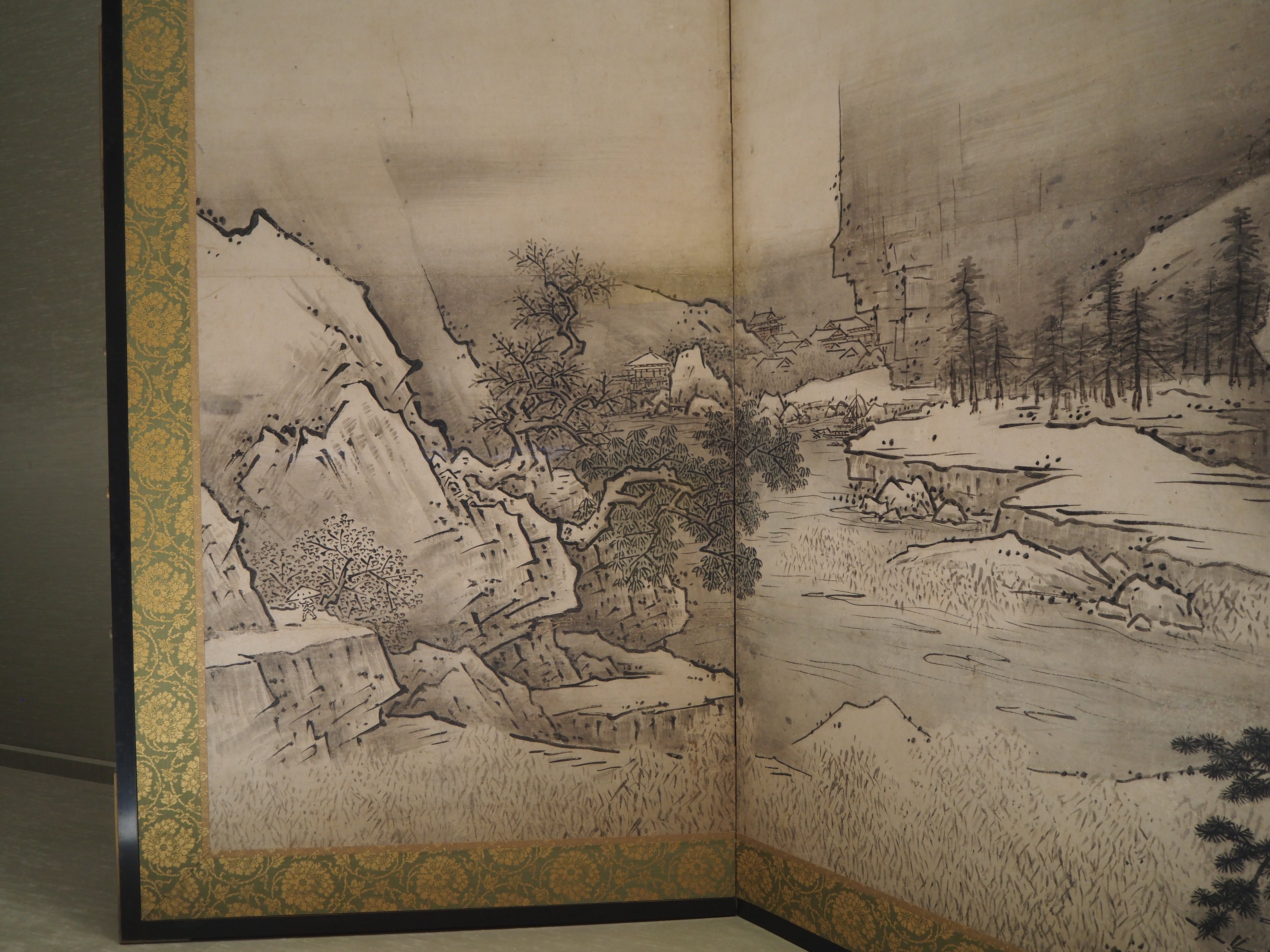 ◇『周文 山水図』掛軸◇検）雪舟 長谷川等伯 明兆 狩野永徳 狩野探幽