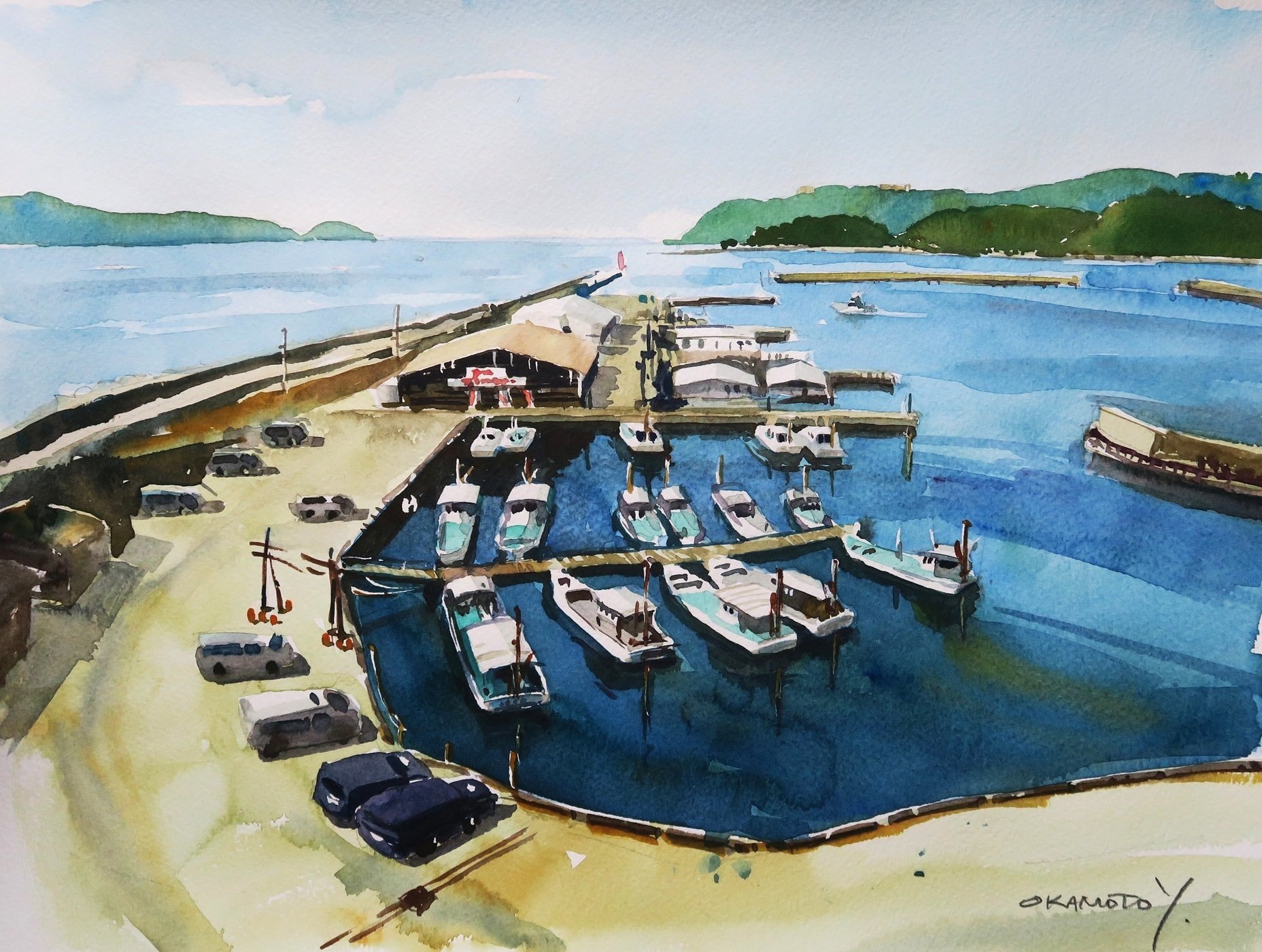 水彩画(港景)№177 水彩画(港景)№177