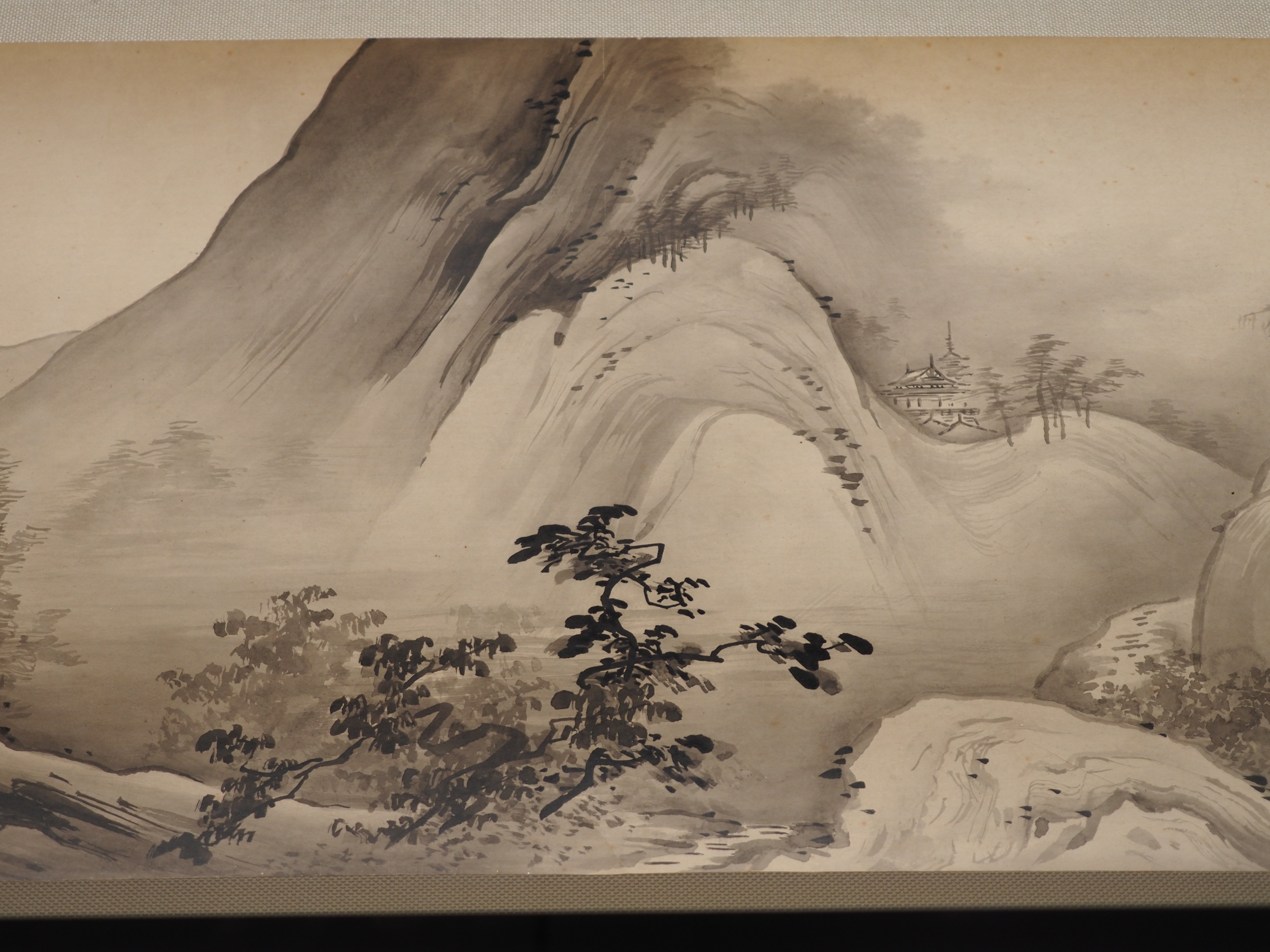 橋本雅邦 水墨画 【 夏景山水図】 子息 橋本永邦極め箱 落款照合済