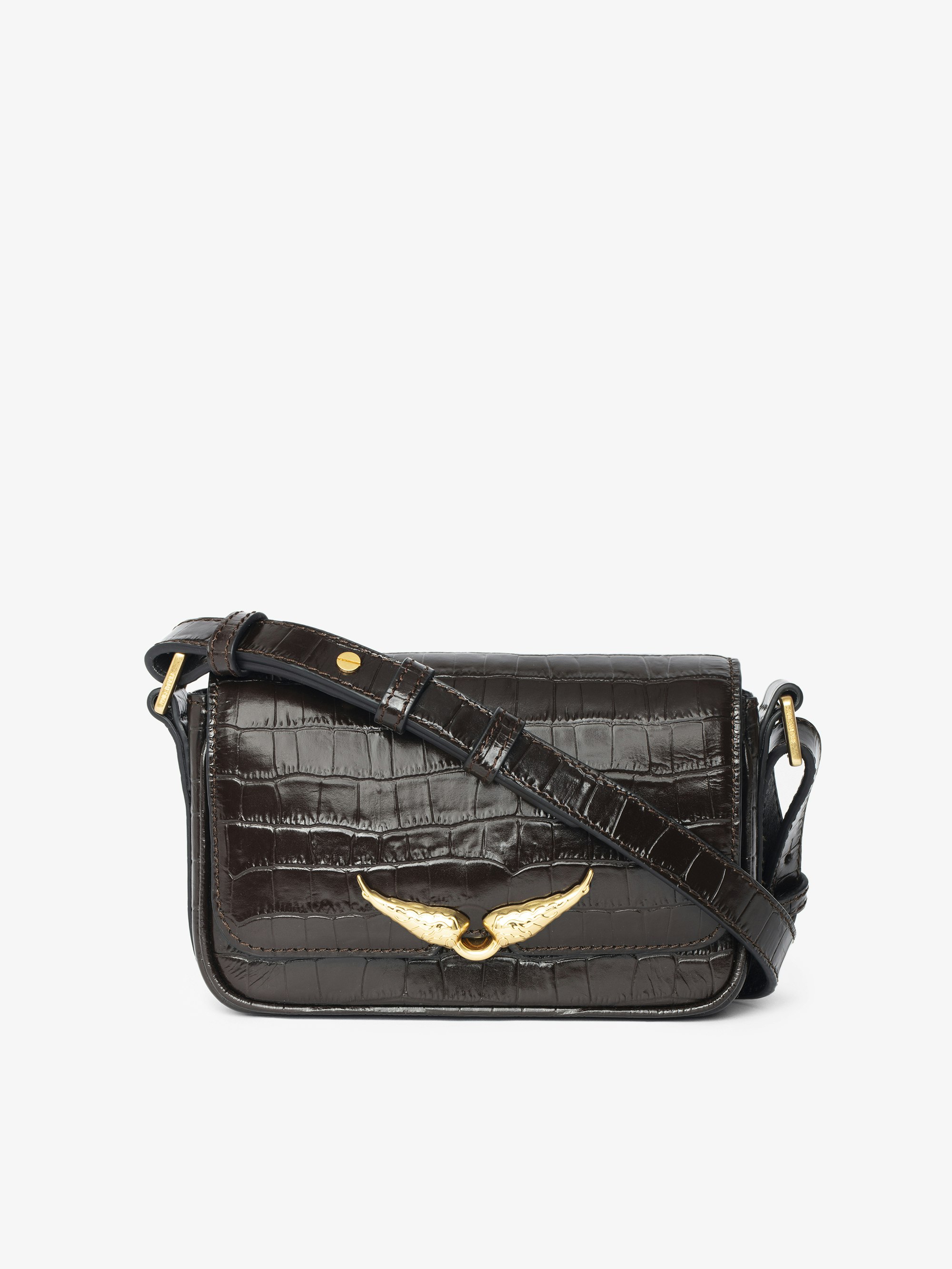 The Zazi Croco Brown Leather Bag | Zadig&Voltaire