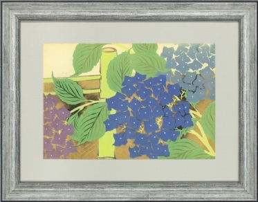 作者名：阿部 盛有・画題：あじさいの咲く頃・技法：リトグラフ（限定