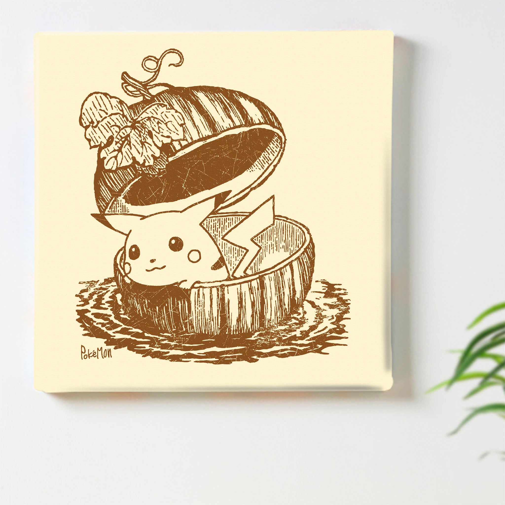 ピカチュウ 線画アートパネル｜実の中からひょっこり現れるインテリア
