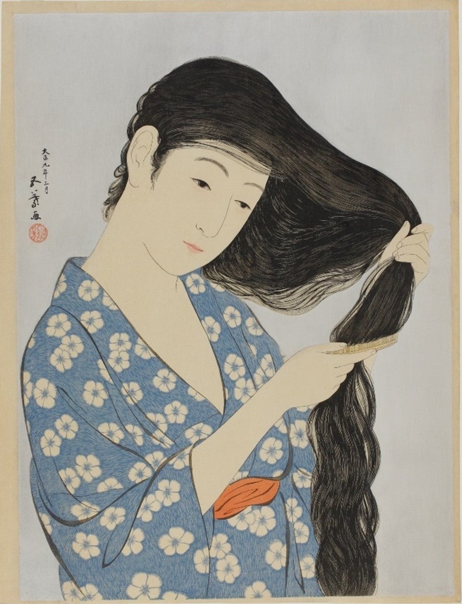 新版 橋口五葉集 夏装の娘 丹青社版 美人画 木版画 大判 新版 橋口五葉