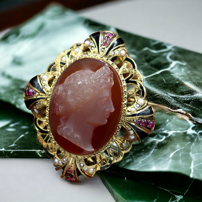 カメオ ブローチ 18K アンティーク