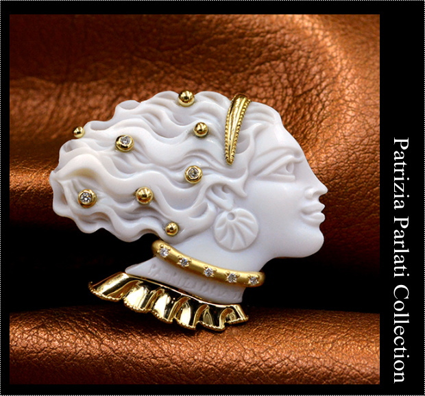 プラチナpm900 枠 K14WGブローチ カメオ パトリシア パルラティ