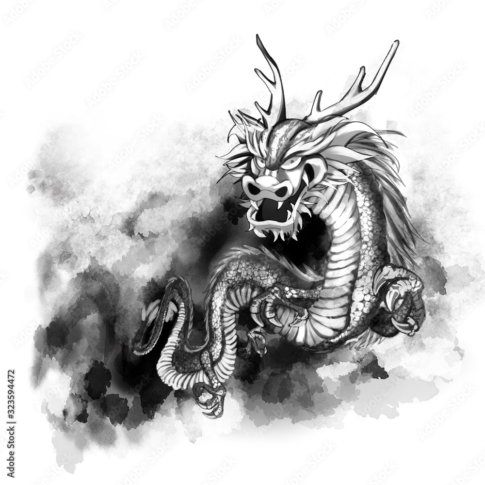 水墨画 登り竜