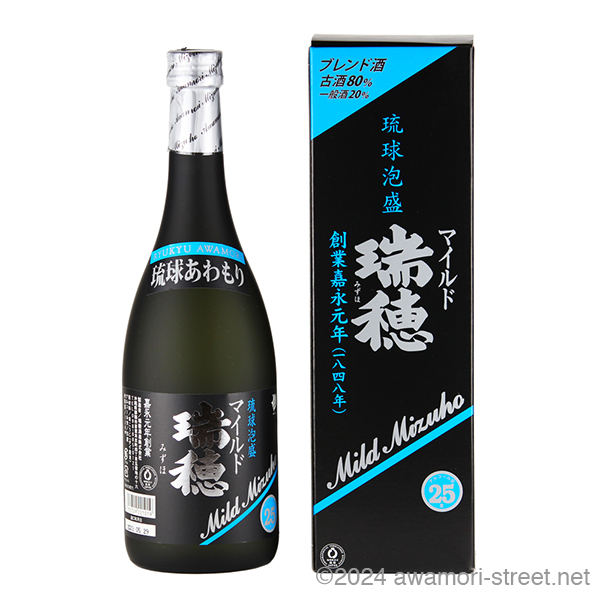 マイルド瑞穂 25度,180ml ミニボトル 古酒51%ブレンド / 瑞穂酒造