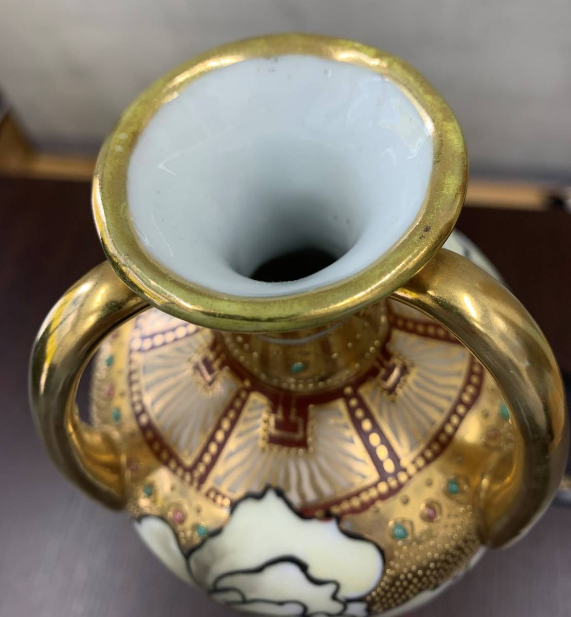 1855 オールドノリタケ 風景画 双耳花瓶 j 1855 オールドノリタケ 風景