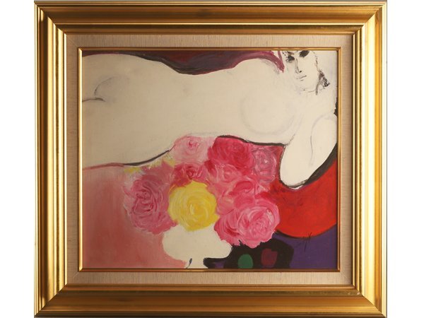 油彩画 風景画 山と湖の風景 F-10号