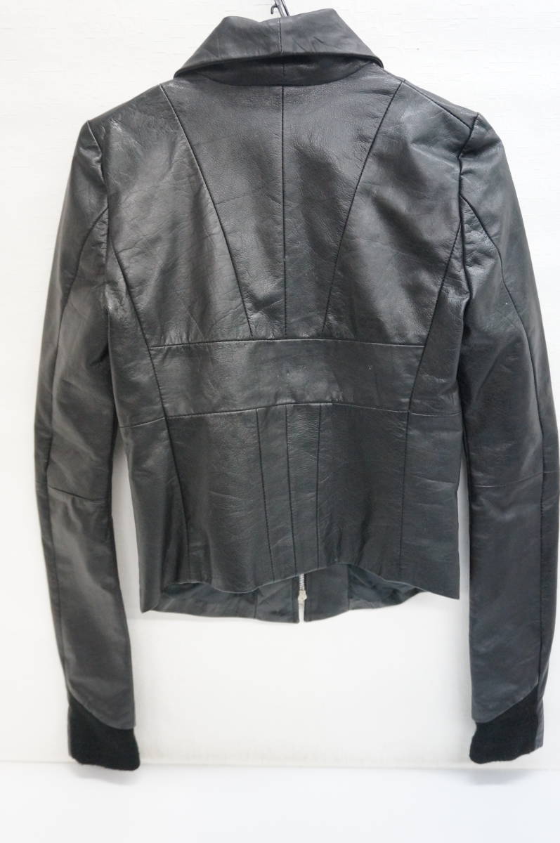 00s EKAM] シングルライダース レザージャケット S 羊革 ブラック EKAM