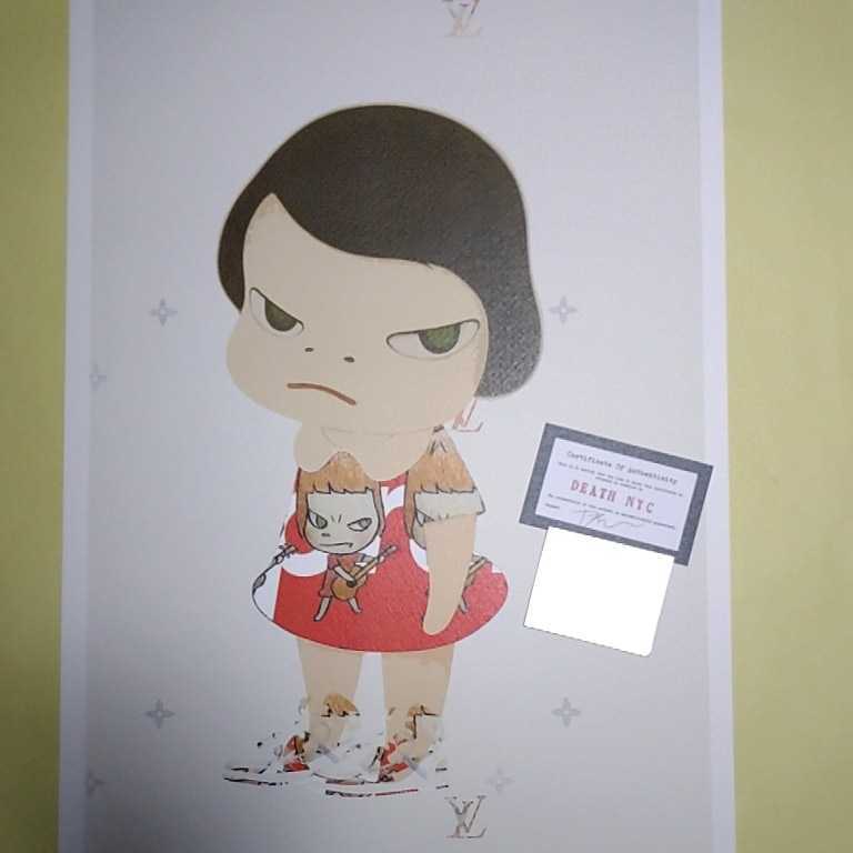 奈良美智 直筆サイン入り木版画 「 flashlight girl 」 奈良美智 直筆