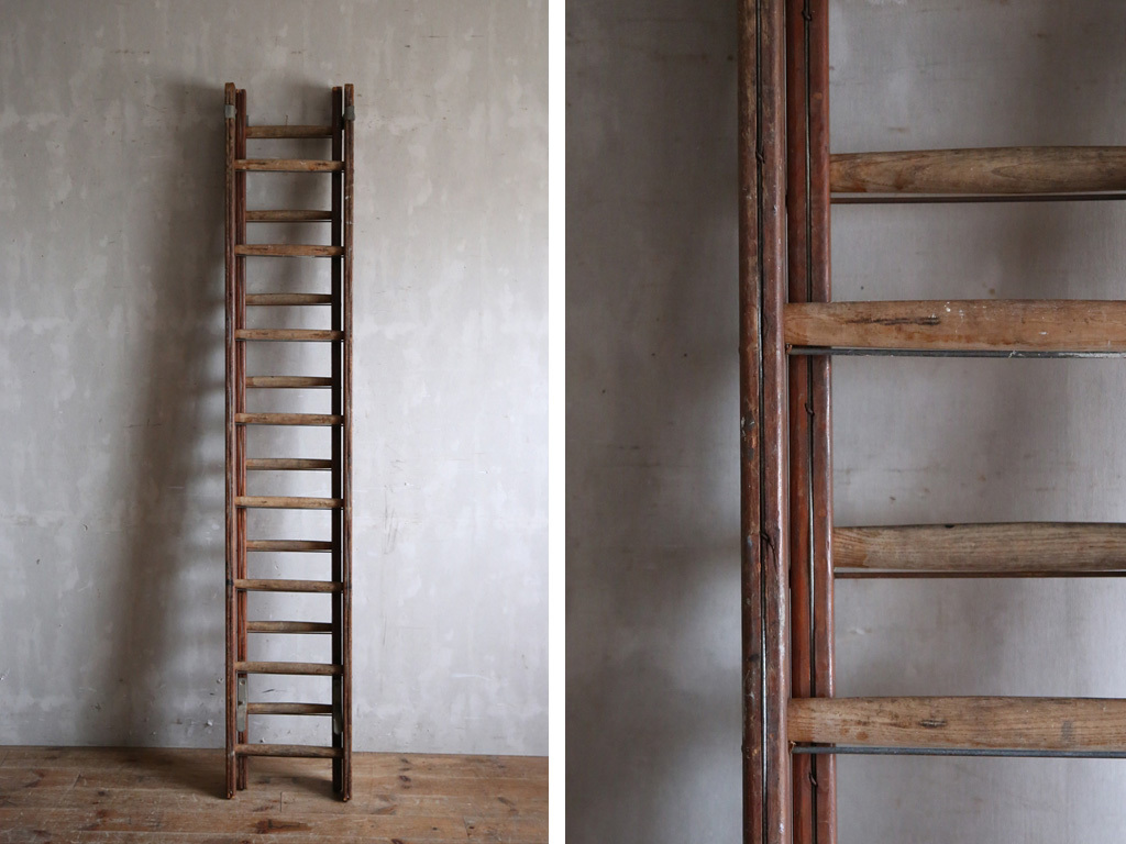ショップ 英国アンティーク◇木製ラダー2本/脚立はしご/飾り棚/階段