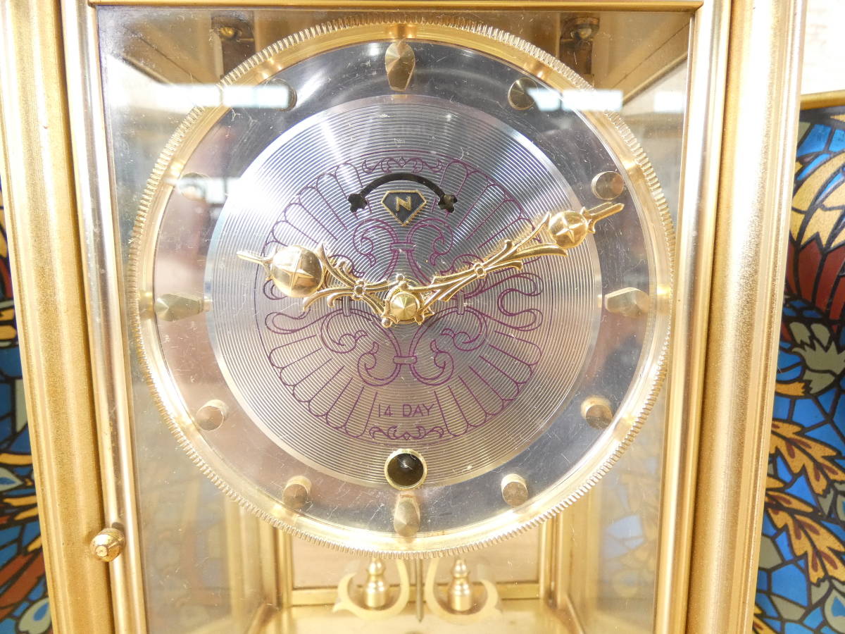 □ジャンク Nマーク 置き時計/置時計 ゼンマイ式 カギ欠品 記念刻印