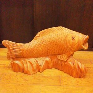 木製 コイの彫刻 木彫 約58cm 鯉 木彫のYahoo!オークション(旧ヤフオク