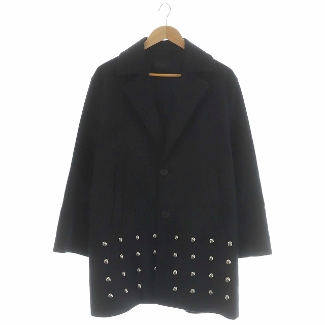 DIESEL WALLEROY スタッズウールチェスターコート 36 黒 美品 DIESEL