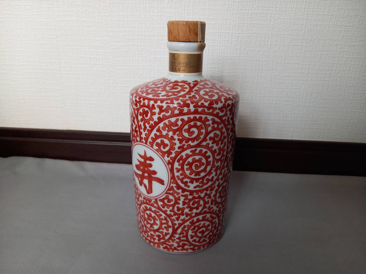 白州ウイスキー whisky サントリー 有田焼ボトル 赤絵蛸唐草 「寿