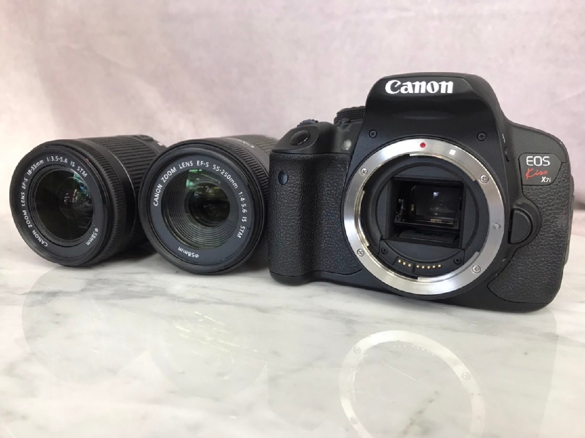 □t1887 現状品☆Canon キャノン EOS kiss X7i EF-S18-55mm/EF-S55