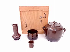 良品 未使用含む 高岡銅器 唐銅皆具 鋳師:金森左兵衛 台子皆具 共箱