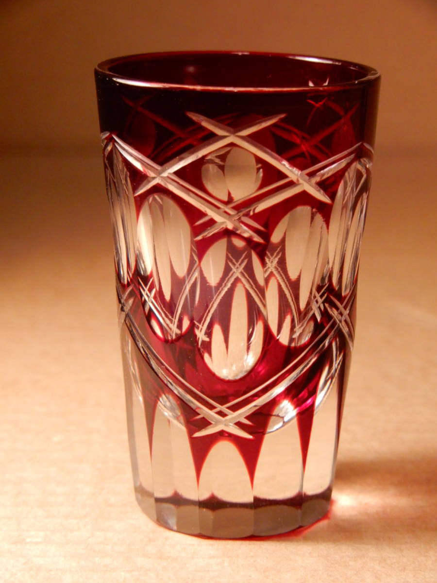 切子 ショットグラス 赤 アンティーク 8客セット 【公式通販】