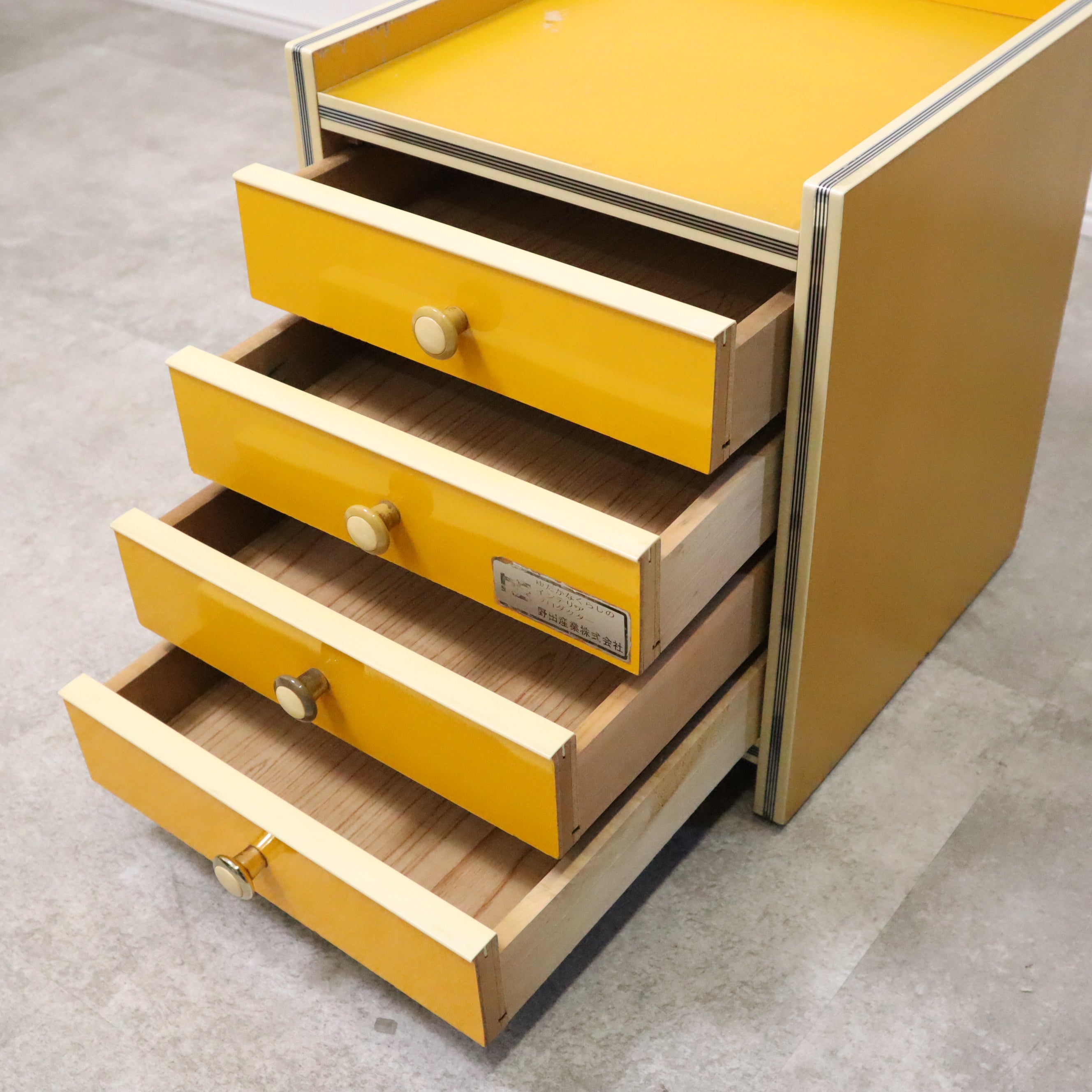 レア 業務用 イエロー 陳列棚 飾り棚 ミッドセンチュリー 昭和 レトロ