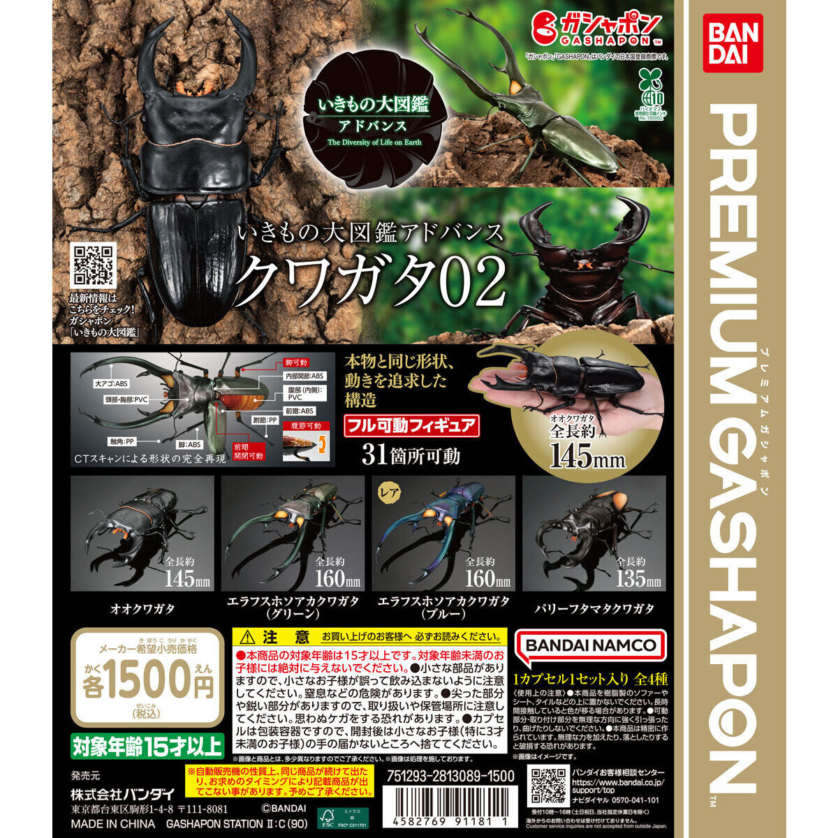 いきもの大図鑑アドバンス クワガタ02｜ガシャポンオフィシャルサイト