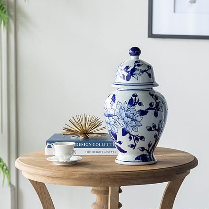 販売済み 壺、花瓶 青色装飾の陶器 壺 花瓶