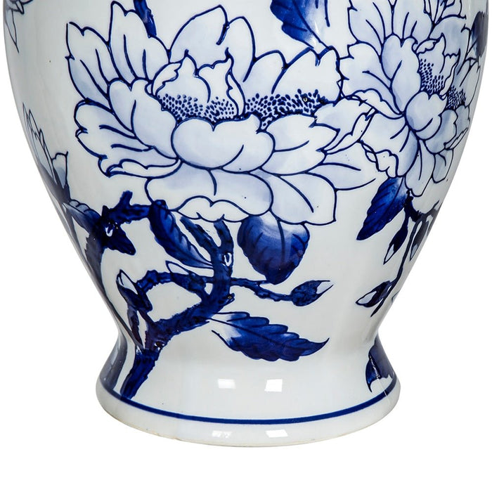 マグノリア模様の蓋付き花瓶 壺 H36.5cm | ホームインテリア萬里