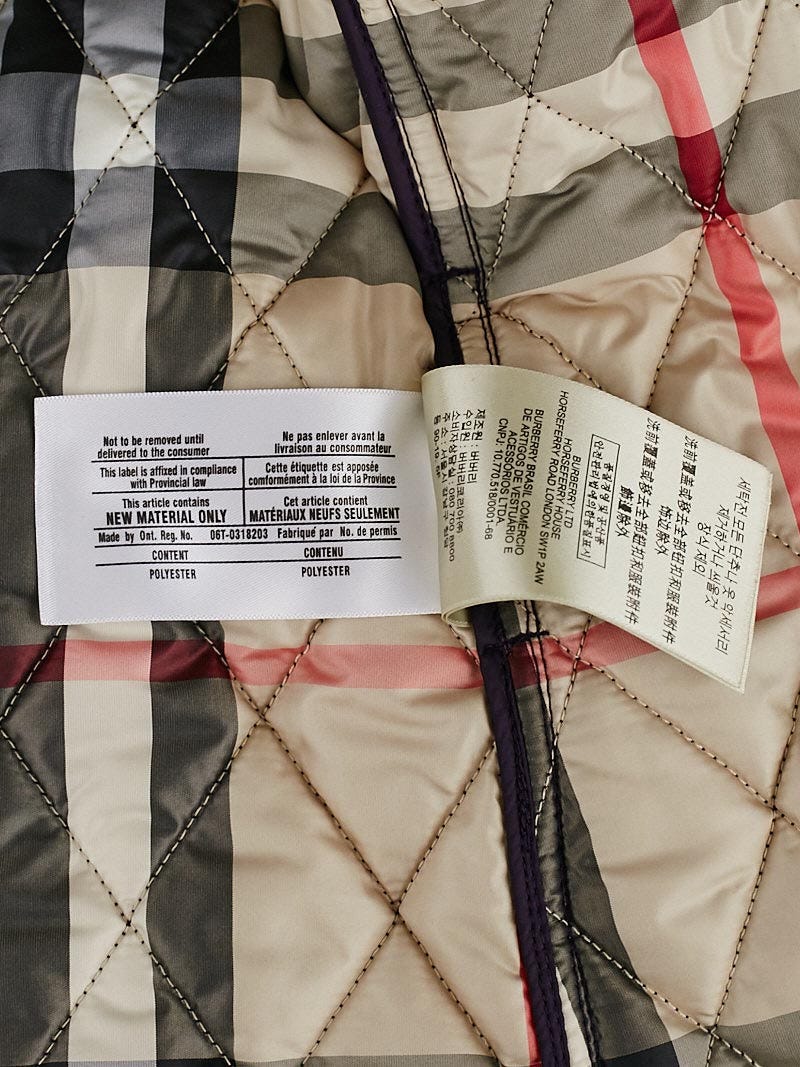 Burberry Brit Purple Quilted Nylon Trench Coat Size 2 | Yoogi's Closet