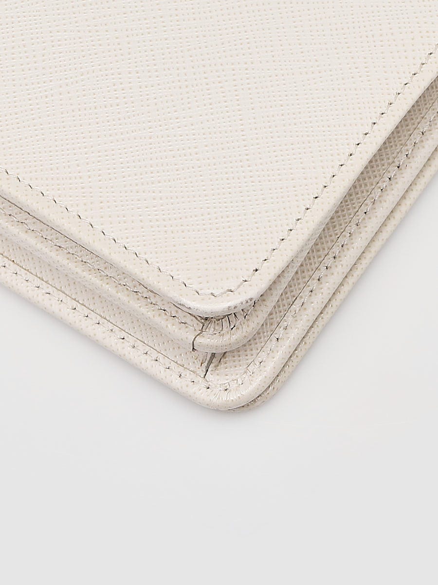 Prada Talco White Saffiano Lux Leather Crossbody Bag - 1BP012