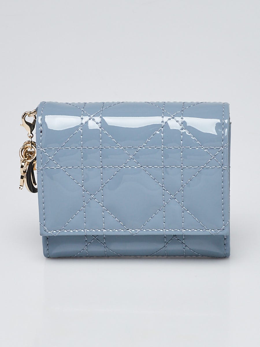 Christian Dior Light Blue Cannage Quilted Patent Leather Lady Dior